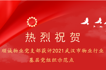 熱烈祝賀順誠物業黨支部獲評2021武漢市物業行業基層黨組織示範點